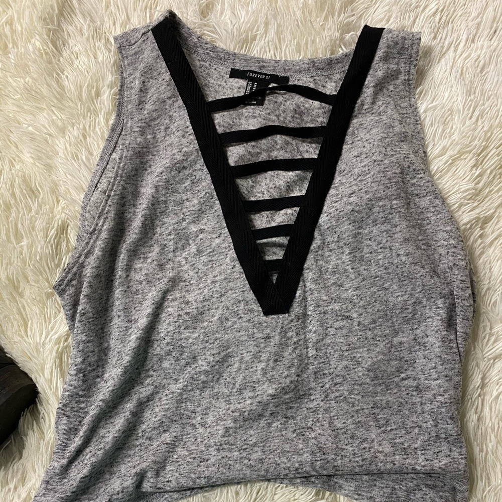 Forever 21  vneck “laced” down tank